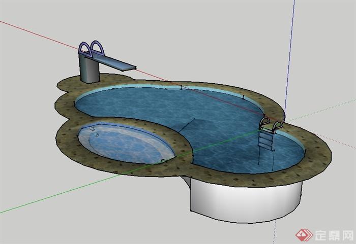 现代风格独特造型的温泉澡堂设计su模型(2)