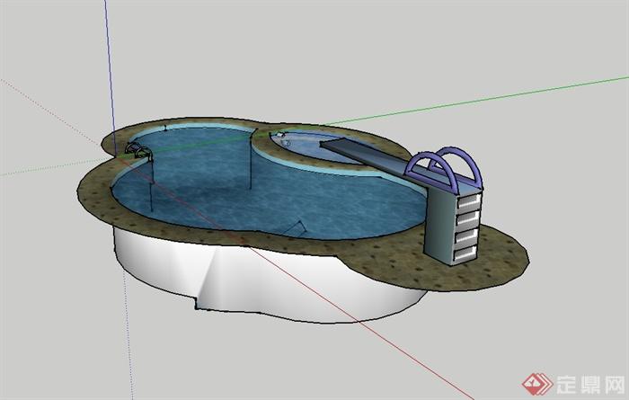 现代风格独特造型的温泉澡堂设计su模型(3)