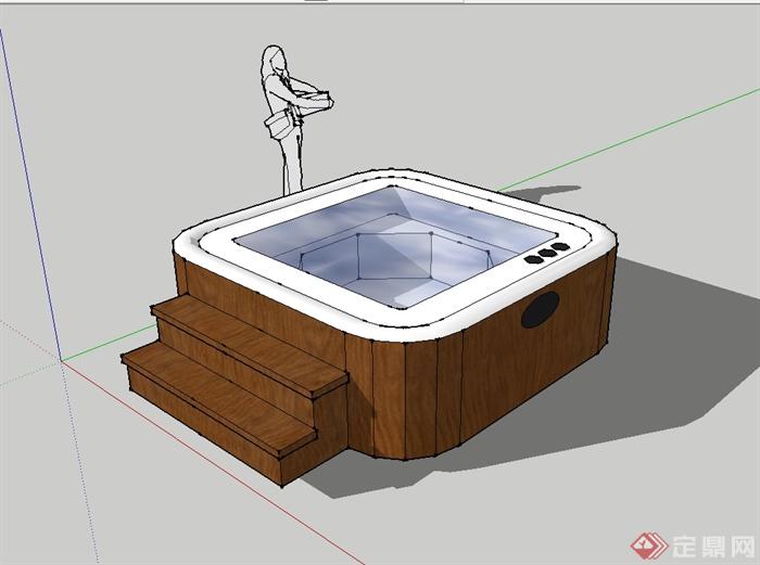 现代风格室内温泉澡堂设计su模型(1)