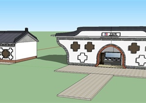 两个旅游区服务厕所建筑SU(草图大师)模型