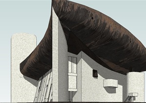 柯布西耶郎香教堂作品建筑SU(草图大师)模型