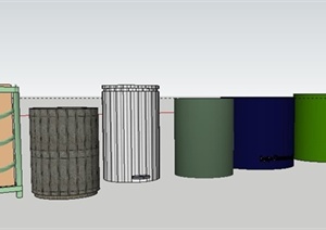 7种户外垃圾箱设计SU(草图大师)模型
