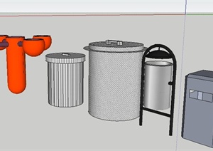 5种简约风格垃圾箱设计SU(草图大师)模型