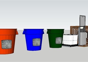 7种简约景观垃圾箱设计SU(草图大师)模型