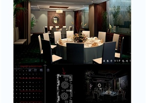 现代风格详细五星级酒店二层餐厅设计cad施工图及效果图