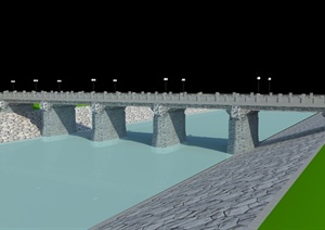 现代风格详细园林景观过河桥设计SU(草图大师)模型