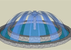 某简约圆形喷泉水池素材SU(草图大师)模型