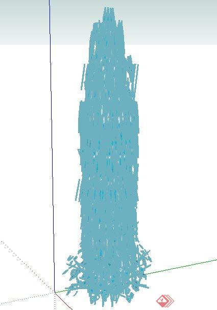 简约喷泉水柱su模型(1)
