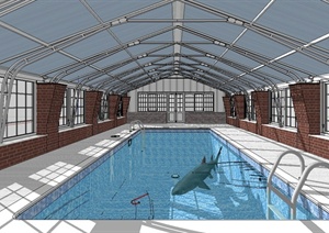 现代风格室内游泳馆设计SU(草图大师)模型