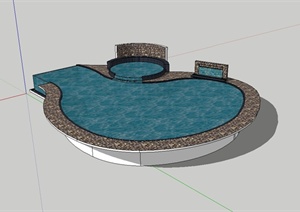 现代风格现代独特的泳池水景设计SU(草图大师)模型