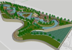 现代风格小型公园景观设计SU(草图大师)模型