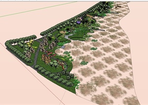 现代风格详细完整的湿地公园景观设计SU(草图大师)模型