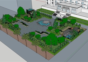 现代风格精品旅游学院广场景观设计SU(草图大师)模型