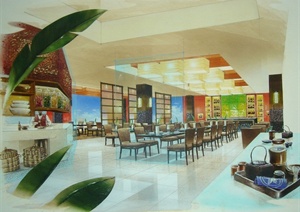 现代风格详细五星酒店中餐厅设计cad施工图