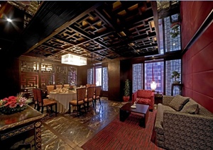 现代中式风格详细奢华酒店中餐厅设计cad施工图（含效果）