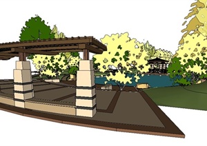 新古典公园局部景观环境SU(草图大师)模型