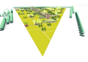 精品现代田园湿地公园景观设计SU(草图大师)模型