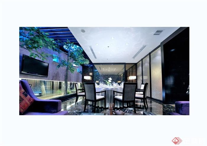 现代风格四星级饭店中餐厅设计cad施工图（含效果）(4)