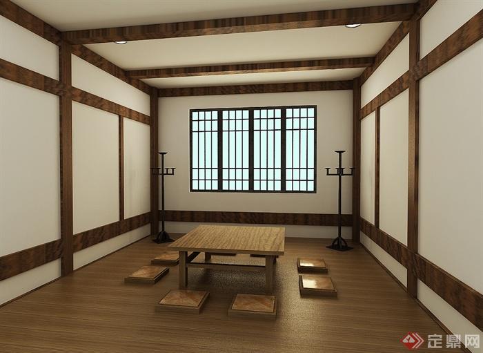 现代中式餐厅室内装修设计cad方案图及效果图(1)