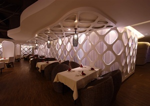 某现代风格洞庭渔肴餐饮空间详细设计cad施工图与效果图及实景