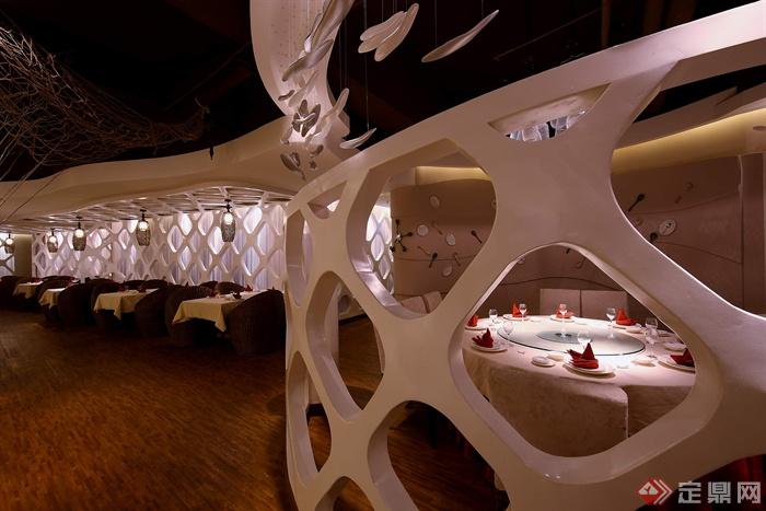 某现代风格洞庭渔肴餐饮空间详细设计cad施工图与效果图及实景(7)