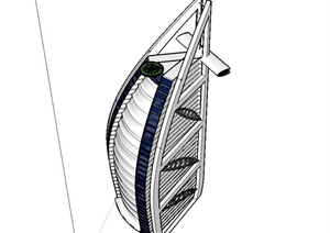现代风格迪拜帆船酒店建筑设计SU(草图大师)模型