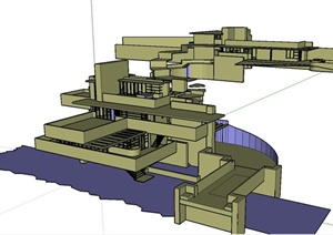 现代简单的流水别墅设计SU(草图大师)模型