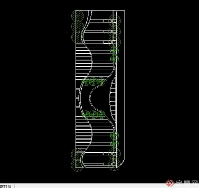 现代风格详细小型广场景观设计cad方案及su模型(5)