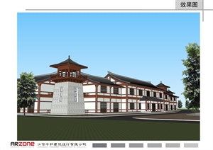现代中式寺庙地宫建筑设计SU(草图大师)模型cad方案