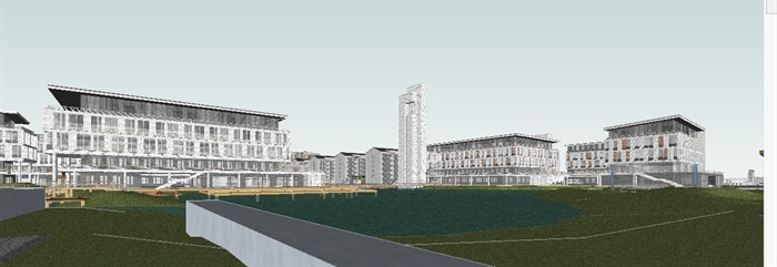 大学新校区校园建筑规划方案SU模型(8)