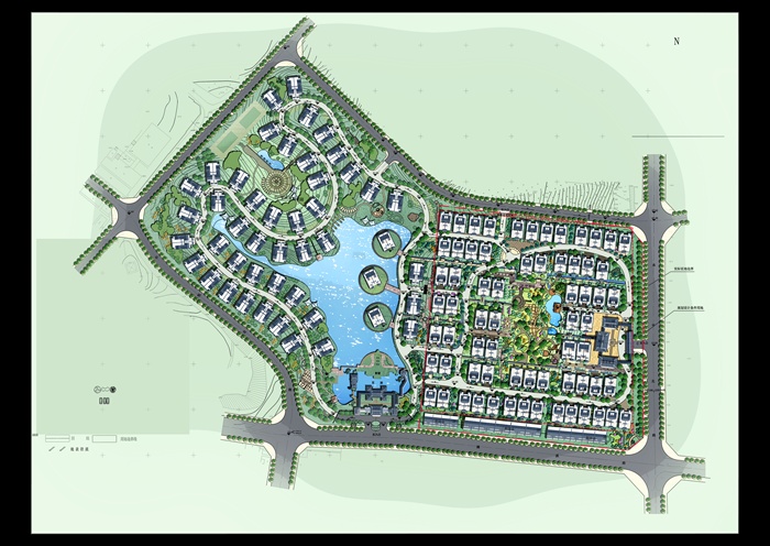 现代住宅小区规划彩色平面图PSD源文件