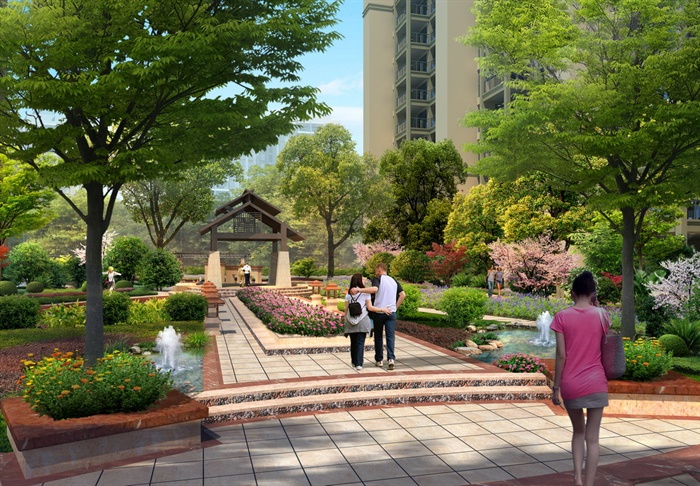 现代风格住宅小区阳光花园景观设计jpg方案含效果图