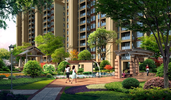 现代风格住宅小区阳光花园景观设计jpg方案含效果图