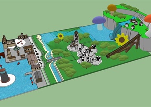 欧式风格水上游乐园设计SU(草图大师)模型