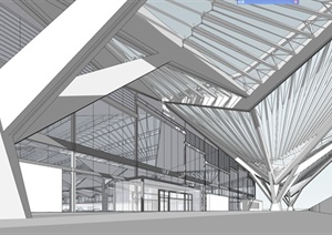 杭州东火车站建筑设计SU(草图大师)模型
