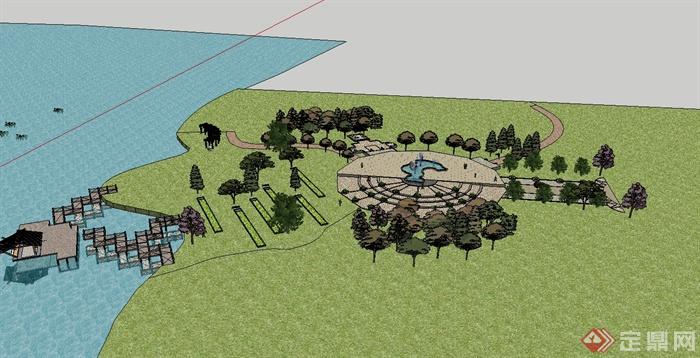 现代风格完整的公园景观中心场景设计su模型(3)