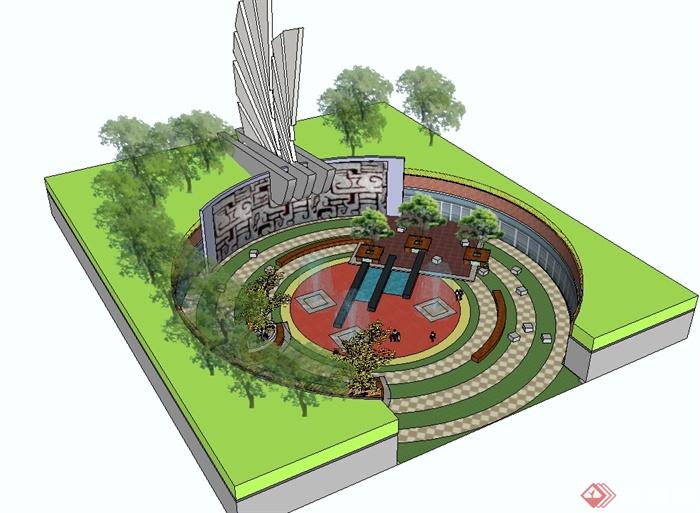 某城市广场改造详细设计su模型(2)