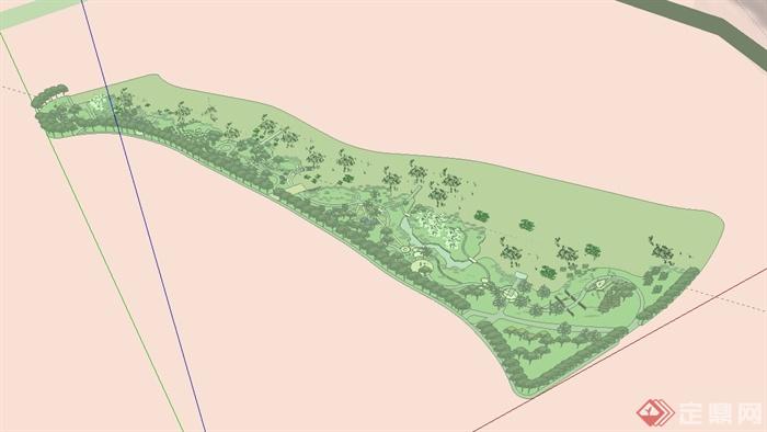 现代风格详细生态湿地公园景观设计su模型(3)