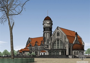 欧式老车站建筑设计SketchUp模型