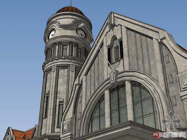 欧式老车站建筑设计SketchUp模型(4)