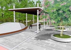 高新区桂龙桥公园小空间景观设计SU(草图大师)模型