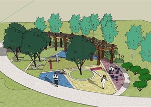 某公园儿童游戏区景观设计SU(草图大师)模型
