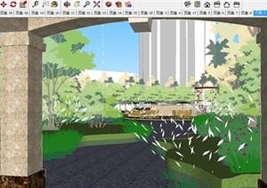 一个小区室外简欧式住宅景观规划方案SU(草图大师)模型
