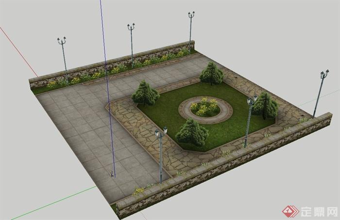 现代风格详细的公园节点景观设计su模型(2)