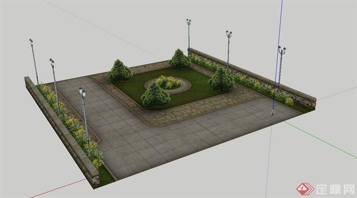 现代风格详细的公园节点景观设计su模型(3)