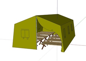 军用露营帐篷详细设计SU(草图大师)模型