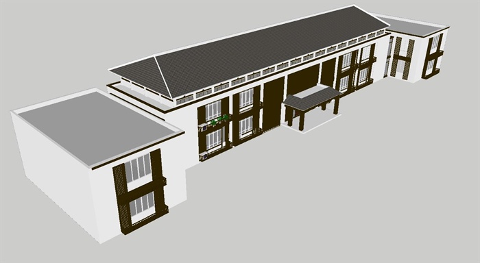 两个小型新中式办公楼ＳＵ模型(5)