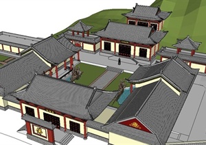 五台山建筑寺庙建筑SU(草图大师)模型