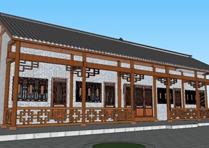 古典中式风格茶室建筑SU(草图大师)模型