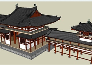 唐代古建文化楼设计SU(草图大师)模型